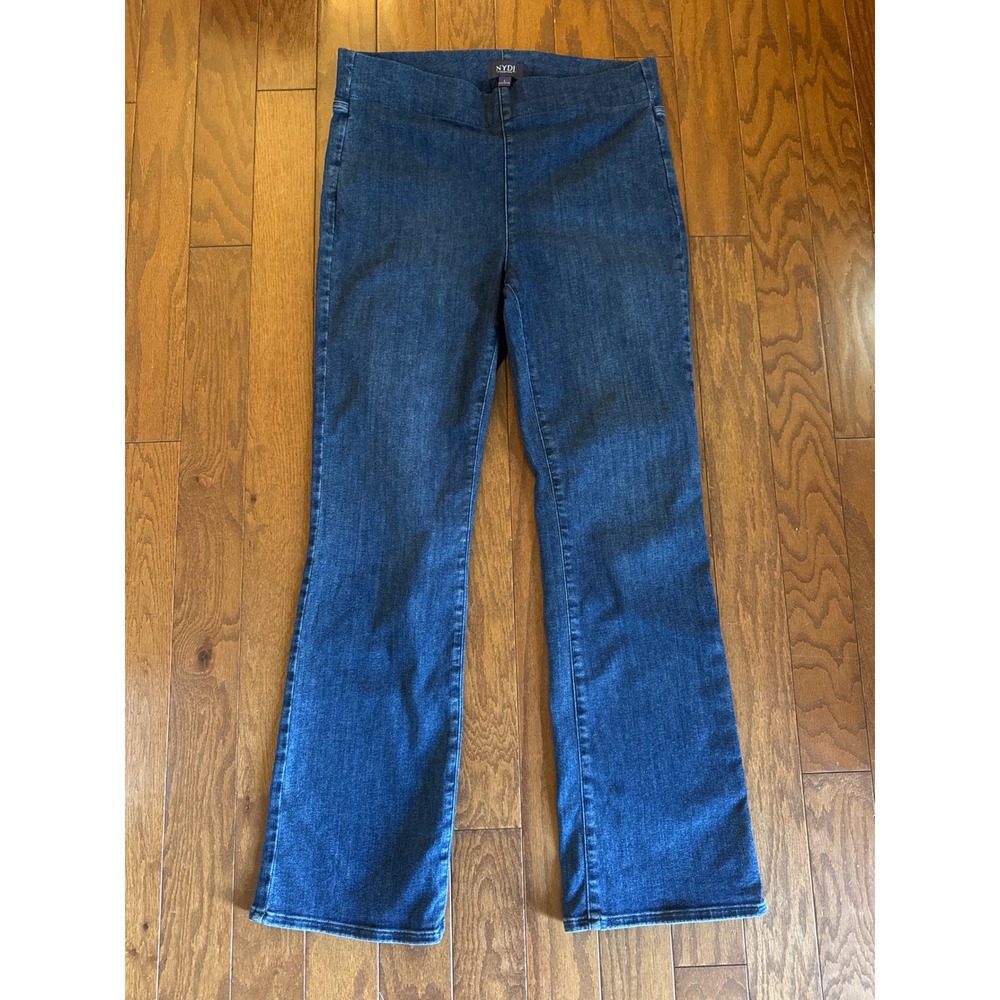 NYDJ Womens Lift Tuck SpanSpring Pull On Jeans Dark Wash Blue Size L 12-14-16